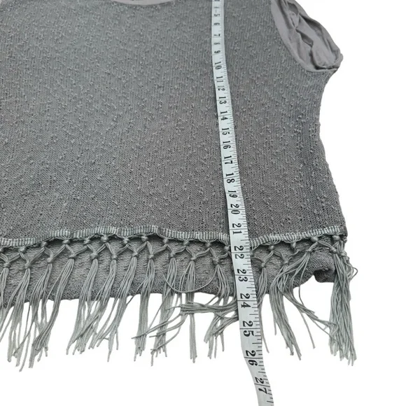 Danny Be Grey Loose Knit Short Sleeve Round Neck Sweater Top Size S - Picture 7 of 8